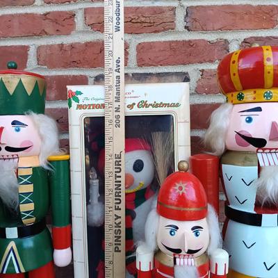 LOT 267: Set off (3) Kingsbridge Co. 20" Wood Nutcrackers, Telco Snowman & 14" Wood Nutcracker