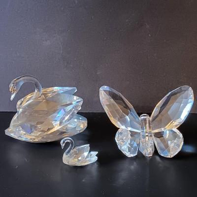 LOT 269: Swarovski Crystal Swans & Butterfly