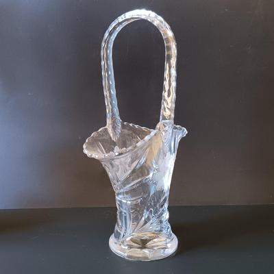 LOT 325: Electrified Porcelain and Brass Oil Lamp, MCM Sewing Box, Glass Makeup Jars & Etched Basket