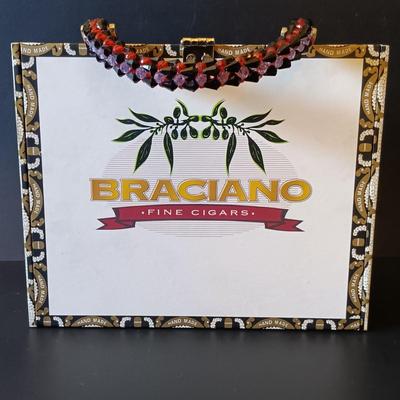 LOT 327: Red Hat Society Cigar Box Purse w/ Vintage Hats