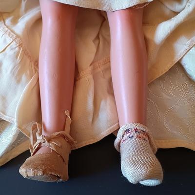 LOT 329: Composition 26" Boudoir Doll & 17" Composition Doll