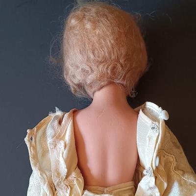 LOT 329: Composition 26" Boudoir Doll & 17" Composition Doll