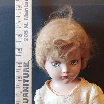 LOT 329: Composition 26" Boudoir Doll & 17" Composition Doll