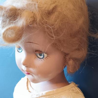 LOT 329: Composition 26" Boudoir Doll & 17" Composition Doll