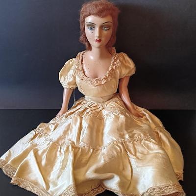 LOT 329: Composition 26" Boudoir Doll & 17" Composition Doll