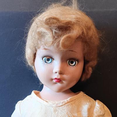 LOT 329: Composition 26" Boudoir Doll & 17" Composition Doll