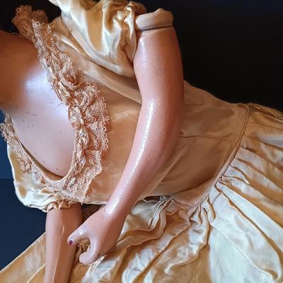 LOT 329: Composition 26" Boudoir Doll & 17" Composition Doll