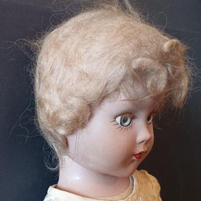 LOT 329: Composition 26" Boudoir Doll & 17" Composition Doll