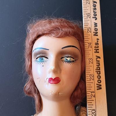 LOT 329: Composition 26" Boudoir Doll & 17" Composition Doll