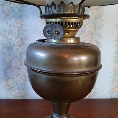 LOT 330: John Scott England Brass and Glass Oil Lamp