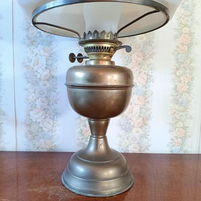 LOT 330: John Scott England Brass and Glass Oil Lamp