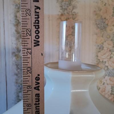 LOT 330: John Scott England Brass and Glass Oil Lamp