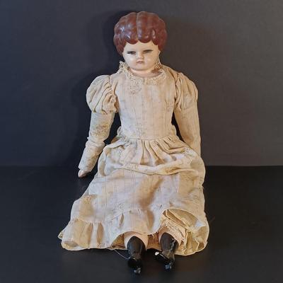 LOT 331: Set of (2) Antique Porcelain Head Dolls with Composition Baby Doll