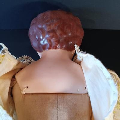 LOT 331: Set of (2) Antique Porcelain Head Dolls with Composition Baby Doll