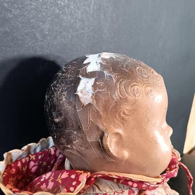 LOT 331: Set of (2) Antique Porcelain Head Dolls with Composition Baby Doll