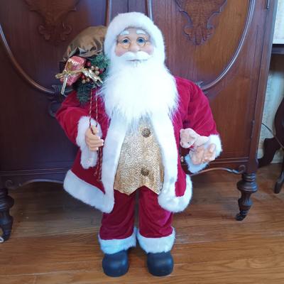 LOT 332: Santakins Animated Elf with 32" Standing Santa Decoration