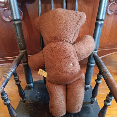 LOT 333: Heywood Brothers and Wakefield Children's Rocking Chair w/ Mrs. Beasley Doll & Antique Gund Teddy Bear