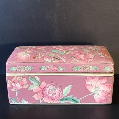 LOT 335: Syroco Framed Mirror, Secla Pottery Bowl, Enameled Porcelain Box & More