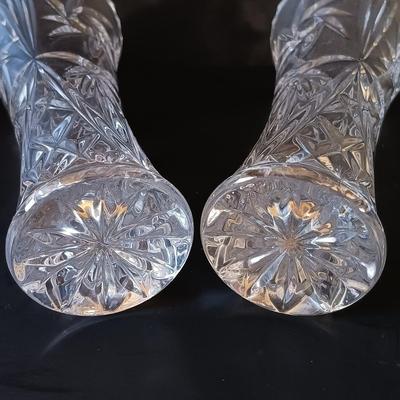 LOT 338: Green Cased Glass Vase w/ Lenox Bud Vases & Vintage Framed Photo