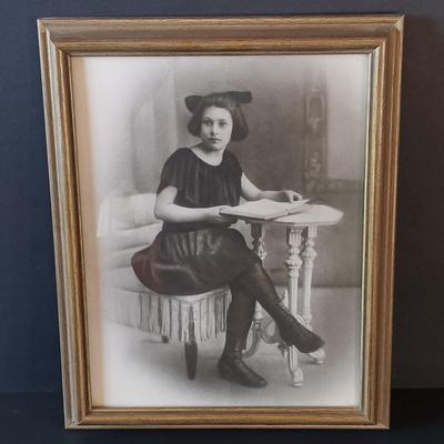 LOT 338: Green Cased Glass Vase w/ Lenox Bud Vases & Vintage Framed Photo