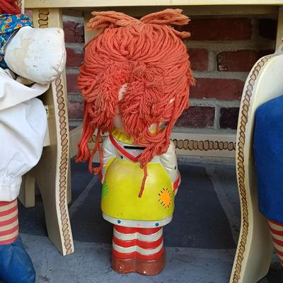 LOT 334: Raggedy Ann and Andy Dickey Mountain Crafts Handpainted Children's Furniture, Campbell's Kids Dolls, Raggedy Ann Coin...