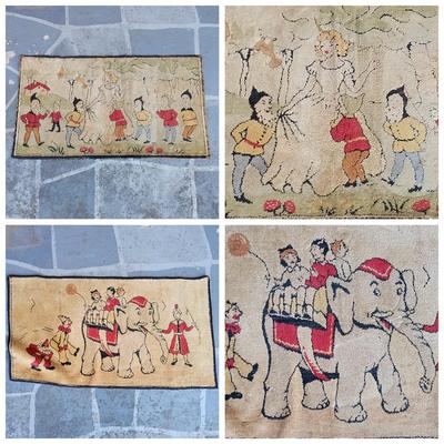 LOT 345: Vintage Snow White and the Seven Dwarves & Circus Elephant Nursery Rugs