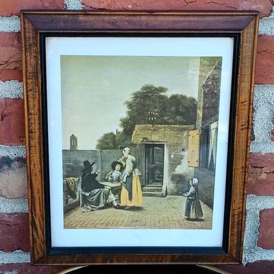 LOT 348: Vintage Regency-Style Gilded Glass Top End Table w/ Art Prints