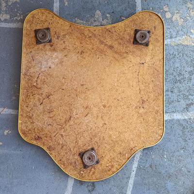 LOT 348: Vintage Regency-Style Gilded Glass Top End Table w/ Art Prints