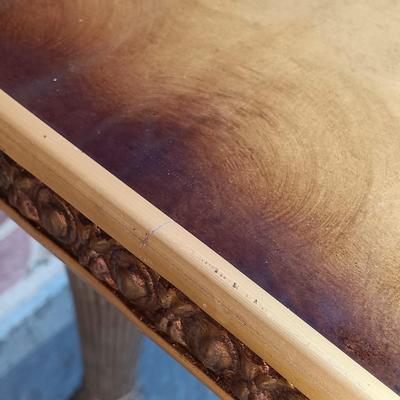 LOT 348: Vintage Regency-Style Gilded Glass Top End Table w/ Art Prints