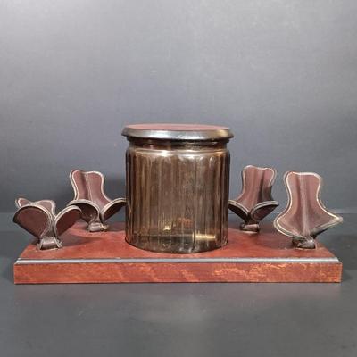 LOT 386: Decatur Pipe Stand w/ Pipes- Stone Pipe, Kaywoodie 500, Dr. Grabow Royal Duke & More