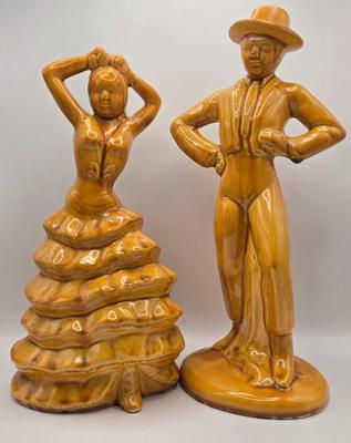 LOT 43K: Tall Vintage Ceramic Flamenco Dancers Statues