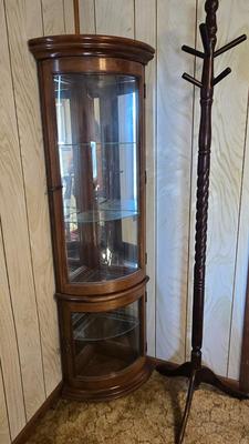 LOT 80D: Corner Curio Cabinet and Coat Tree
