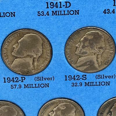 LOT 90J: Jefferson Nickel Collection 1938-1961 / Including Wartime Silver Nickels & Buffalo Nickel