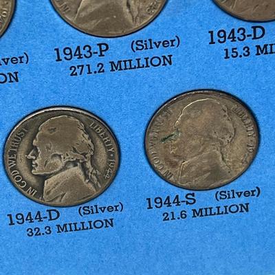LOT 90J: Jefferson Nickel Collection 1938-1961 / Including Wartime Silver Nickels & Buffalo Nickel