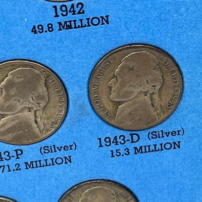 LOT 90J: Jefferson Nickel Collection 1938-1961 / Including Wartime Silver Nickels & Buffalo Nickel