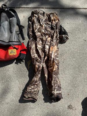 COLEMAN BACKPACK, RAIN PANTS (MED) AND KELTY PACK