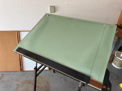FOLDING DRAFTING TABLE, DRY ERASE AND CORK BOARDS