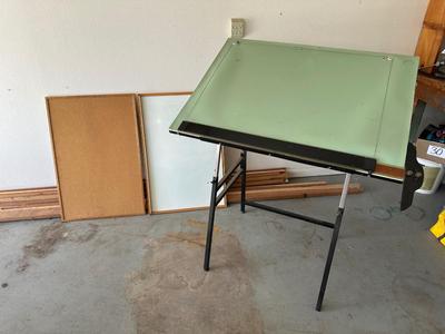 FOLDING DRAFTING TABLE, DRY ERASE AND CORK BOARDS