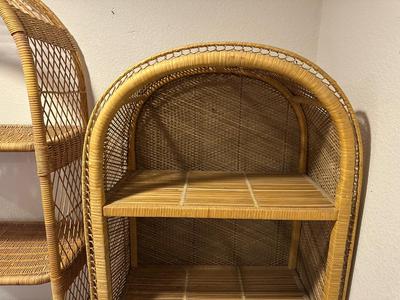 2 RATTAN SHELVES