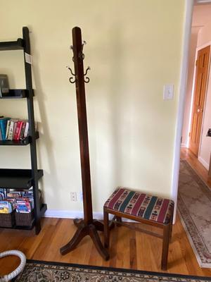 VINTAGE VANITY STOOL AND COAT TREE