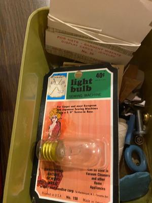 VINTAGE DRESSMAKERS SEWING MACHINE IN CABINET WITH SEWING NOTIONS AND MORE