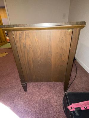 VINTAGE DRESSMAKERS SEWING MACHINE IN CABINET WITH SEWING NOTIONS AND MORE