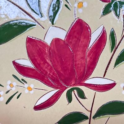 LOT 165K: Vintage Stangl Holiday Collection: Magnolia 14" Platter, Christmas Tree Cream Pitcher & Cranberry Saucer