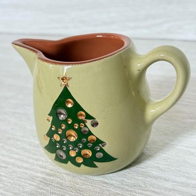 LOT 165K: Vintage Stangl Holiday Collection: Magnolia 14" Platter, Christmas Tree Cream Pitcher & Cranberry Saucer