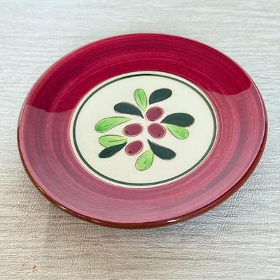 LOT 165K: Vintage Stangl Holiday Collection: Magnolia 14" Platter, Christmas Tree Cream Pitcher & Cranberry Saucer