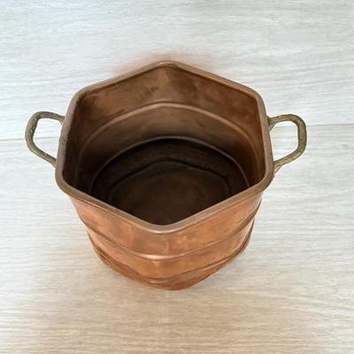 LOT 183F: Victorian Era Copper Coal Scuttle & Copper Handled Basket