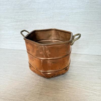 LOT 183F: Victorian Era Copper Coal Scuttle & Copper Handled Basket