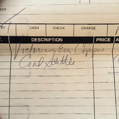 LOT 183F: Victorian Era Copper Coal Scuttle & Copper Handled Basket