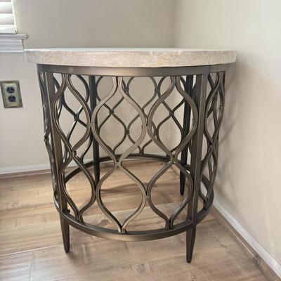 LOT 189D: Steve Silver Co Marble Top Metal Base Table