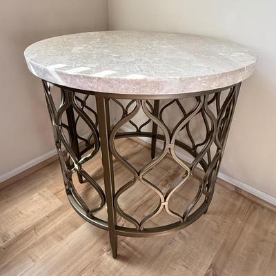 LOT 189D: Steve Silver Co Marble Top Metal Base Table